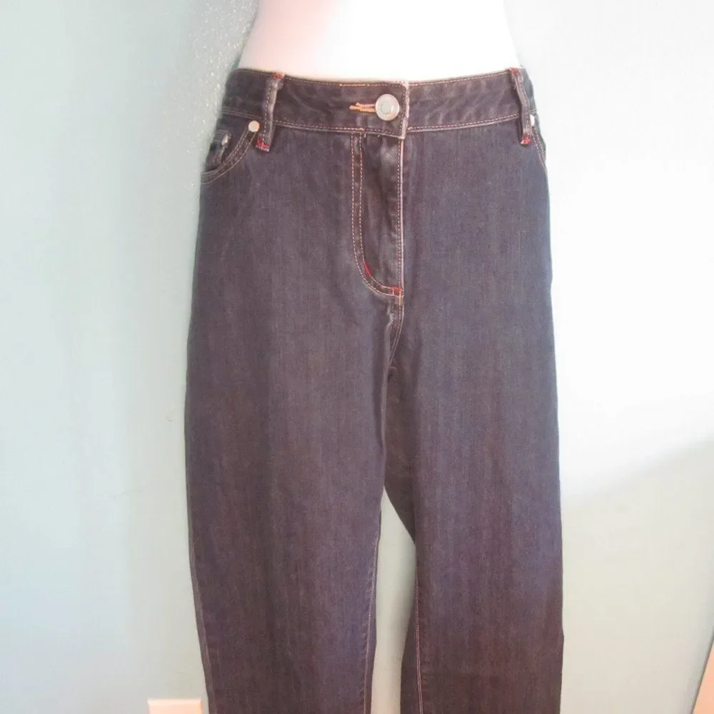 Faconnable Womens Size 10 Cropped Dark Denim Jeans Straight Leg 9.5